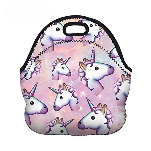 Emoji Zipper Unicorn Lunch Bag Tote 10.4