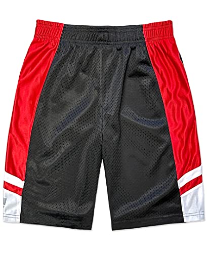 Short de basket en maille ado garçon noir et rouge taille L