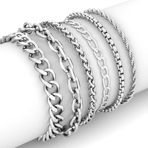 6 pulseras de acero inoxidable para hombre miniatura 3