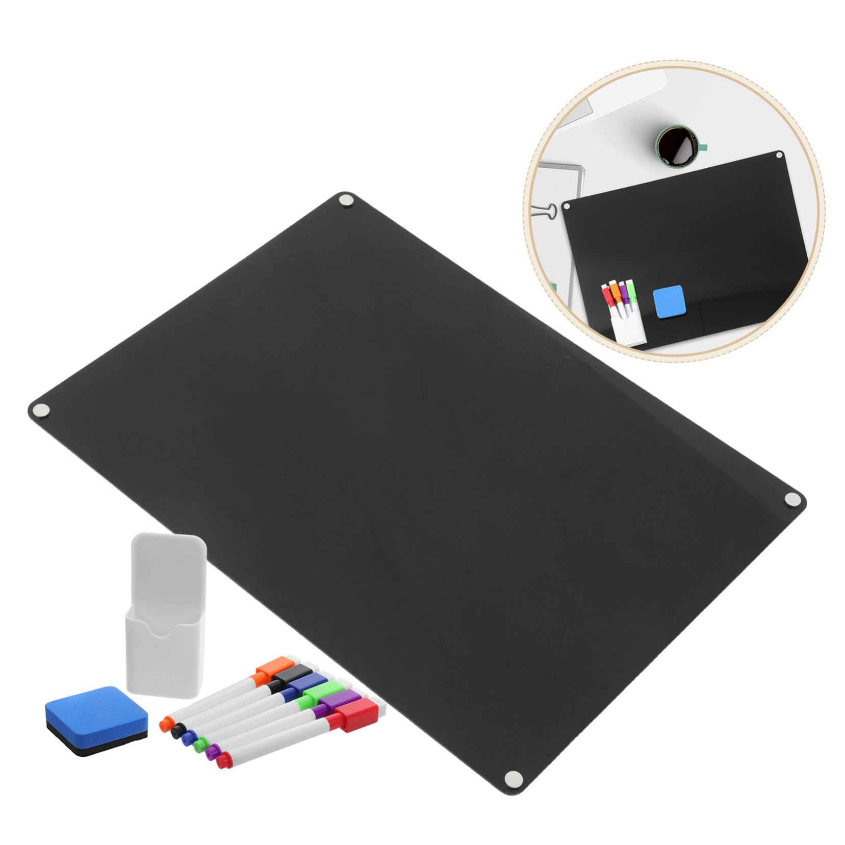 Magnetyczna Wielokrotnego Użytku Tablica Suchościeralna Do Notatek Kredowa z Markerami i Gąbką Do Pisania Lodówkę i Zamrażarkę