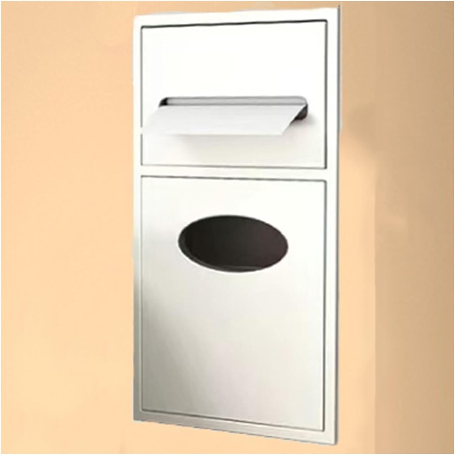 Stainless Steel Shower Niche - Waterproof Recessed Storage Shelf & Built-in Trash Can for Bathroom, Kitchen, Office, Hotel - 20x52x13.5cm (White)