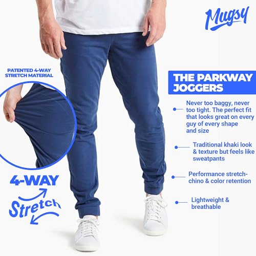 Mugsy Men’s Chino Joggers, Classic Fit, Stretch Khaki Joggers for Men, Comfortable, Flexible, True to Size3