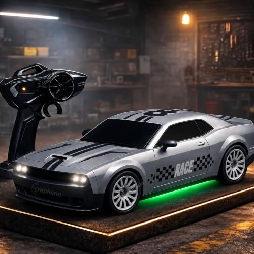 GRAPHENE RC Drift Remote Control Car Toy for Boys Kids Adults 20Kmph 2.4GHz 1:24 Scale 4WD Racing Drifting Tyres Long Range Remote LED Lights Crawlers