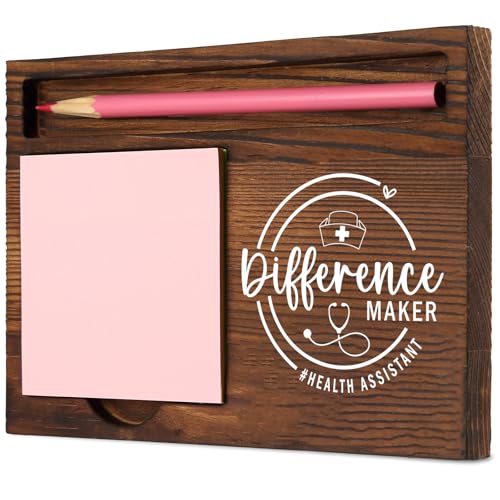 Health Assistant Difference Maker Thoughtful Gift for Medical Assistants Healthcare Workers Nursing Aides, Durable and Stylish Desk Organizer, Work Desk Retro Note Pad Holder SDZ331
