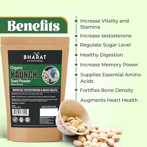 Image of Organic Kaunch Seed Powder (Mucuna Pruriens) 800 GM | Pure Ayurvedic Herbal Supplement | Supports Brain Strength| Increase Energy, Vitality & Overall Wellness| Pack of 4-200g each