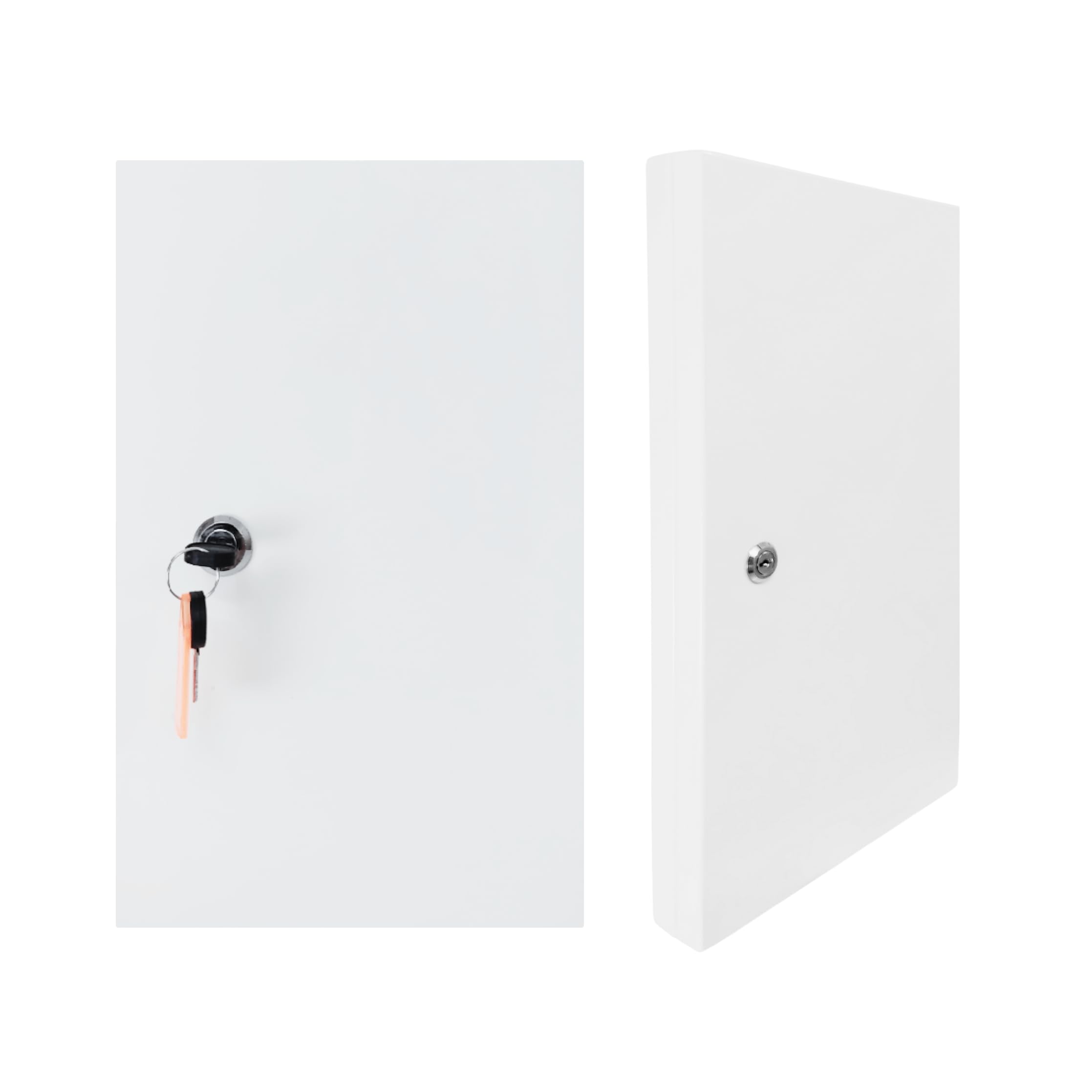 Stellozi™ Super Strong Metal Key Box with Lock | 25 Keys Capacity | Wall Mounted Key Cabinet | Includes Wall Mounting Kit | Key Holder with 25 Keychains (White, 25 Hooks)