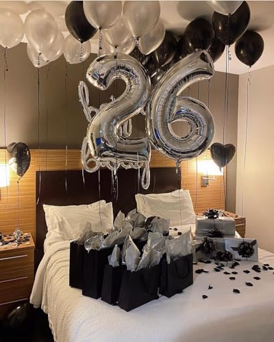Image of Silver 6 Balloon, Number Balloons 40 Inch, 6th Balloons for Birthday Decorations, Silver Party Supplies 6 Birthday Balloon, Number 6 Balloon