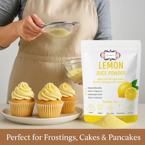 Image of Confect Lemon Juice Powder | Pure & Natural Fruit Powder for Smoothies, Baking, Beverages, Juices, Tea & DIY Recipes | Vegan, Gluten-Free, No Added Sugar - 200 Gm