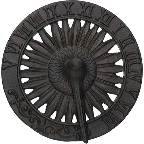 Ab Tools Bird Sundial Ornament Cast Iron Garden Feature Statue Sunflower Clock Metal #TOP3