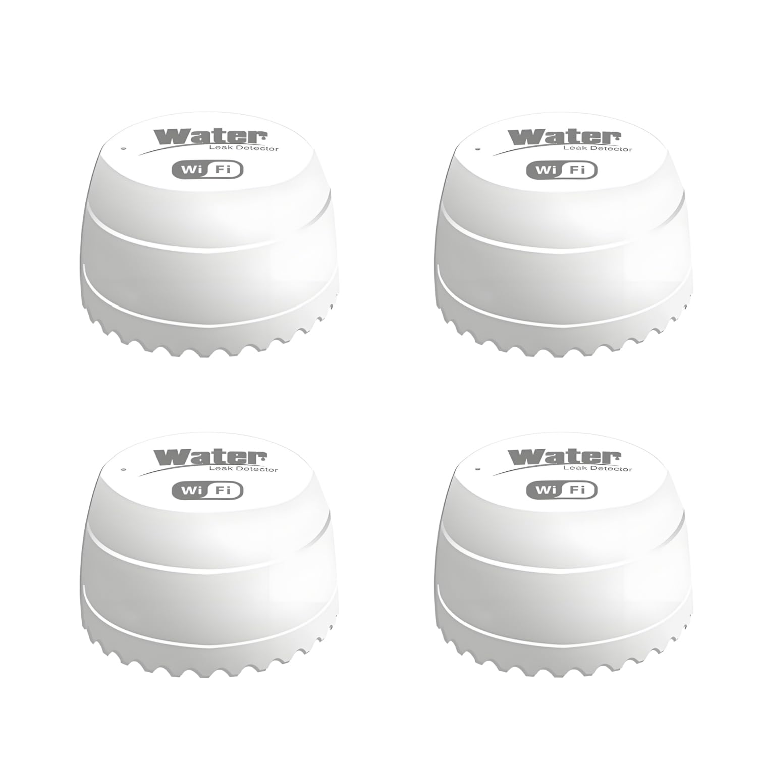 4 Pack Sensor WiFi de Alarma Fuga Agua 100dB con Alertas App Detector Inundación Grado Comercial para Equipo Piscina de Hotel Centro Datos
