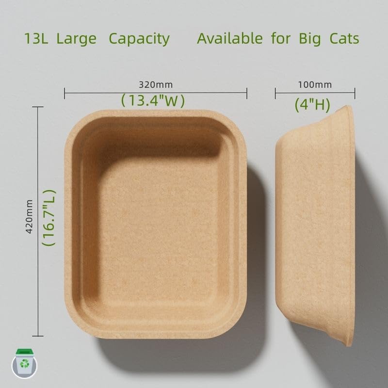 Miniatura 4 de Paquete de 5 cajas de arena desechables para gatos funcionalidad 2 en 1 bandeja de cartón para gatos hecha de 100 papel úsalo solo o como