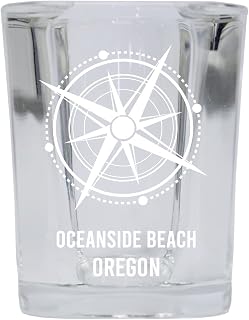 R and R Imports Oceanside Beach Oregon Beach Souvenir 2 oz Square Base Shot Glass Single