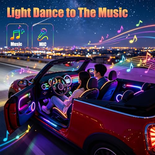 Interior Car LED Strip Lights, 5 in 1 RGB Ambient Lighting with 236 Inches Fiber Optic, Wireless APP Control Music Mode Inside Car Lighting Decorations for Cars, Trucks, Vans, SUVs — view 3