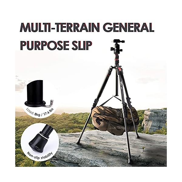 Kamerastativ Fotostativ faltbar Kamera Handy Stativ Dreibeinstativ Tripod aus Aluminium, 160cm Tragfähigkeit bis 8KG mit… – Bild 7