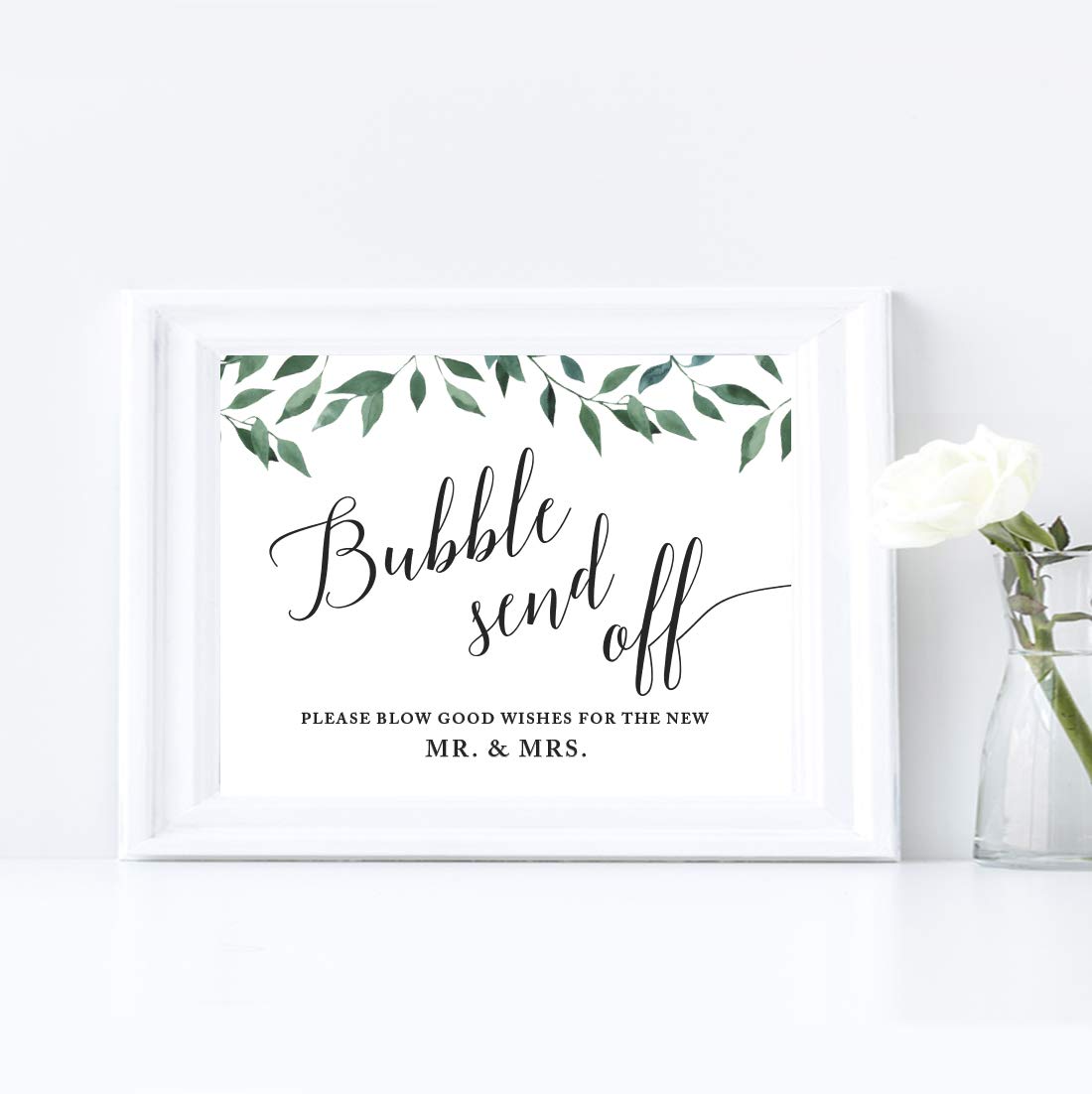 Buy Andaz Press Wedding Party Signs, Natural Greenery Green Leaves, 8 ...