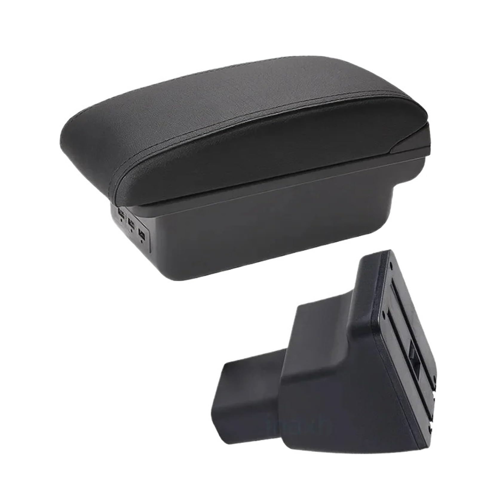 Ggwqoops Car Armrests For Hyundai I10 Car Armrest Box Interior Parts Details Retrofit Storage Modification Accessory Leather ABS Armrest Box(B2 Black line 3USB)