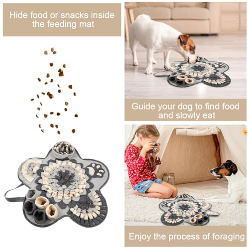 OSDUE Schnüffelteppich Hund, Futterschnüffel-Futtermatte, Hunde-Schnüffelmatte, Welpen-Trainingsmatte, Schnüffelspielzeug Interaktive Hundespielzeug, Hunde Spielteppich für Alle Hunderassen, 55 x 55CM