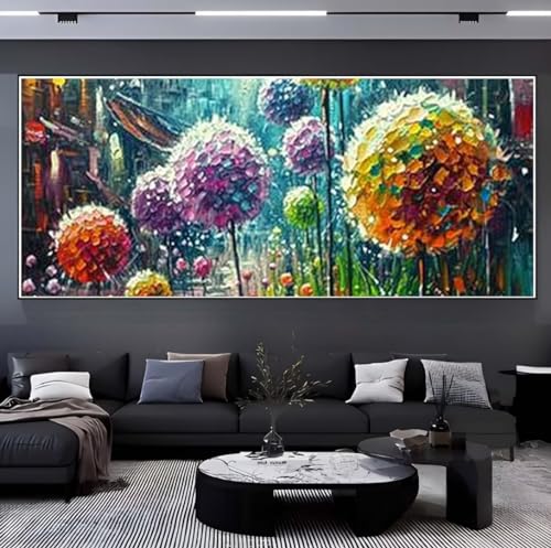 Diamond Painting Pissenlit 5D de 230x100 cm f227 pour décoration grand format