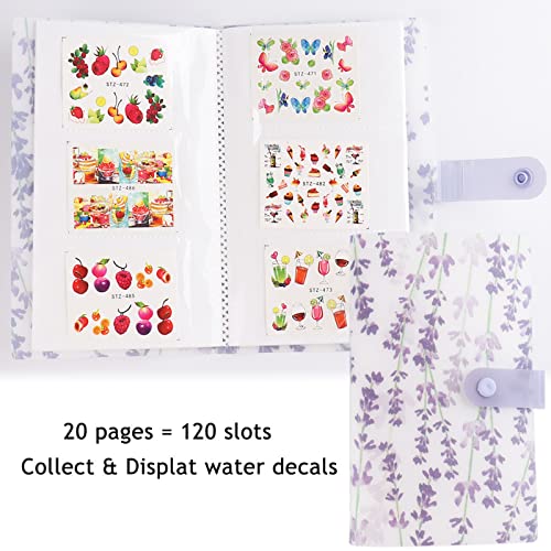 120 Slots Lavender Nail Art Sticker Storage Book Purple Lavender Nail Art Decals Collecting Album Nail Stickers Empty Storage Display Book Nail Art Tools For Nail Art Sticker #TOP1