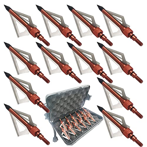 Leemui Archery Broadheads Hunting Broadheads 12Pk 100 Grains Screw-In Arrow Archery 3 Blades Hunting Heads Arrow Tips Compatible With Crossbow And Compound Bow + 1 Pk Broadhead Storage Case (Brown) #TOP4