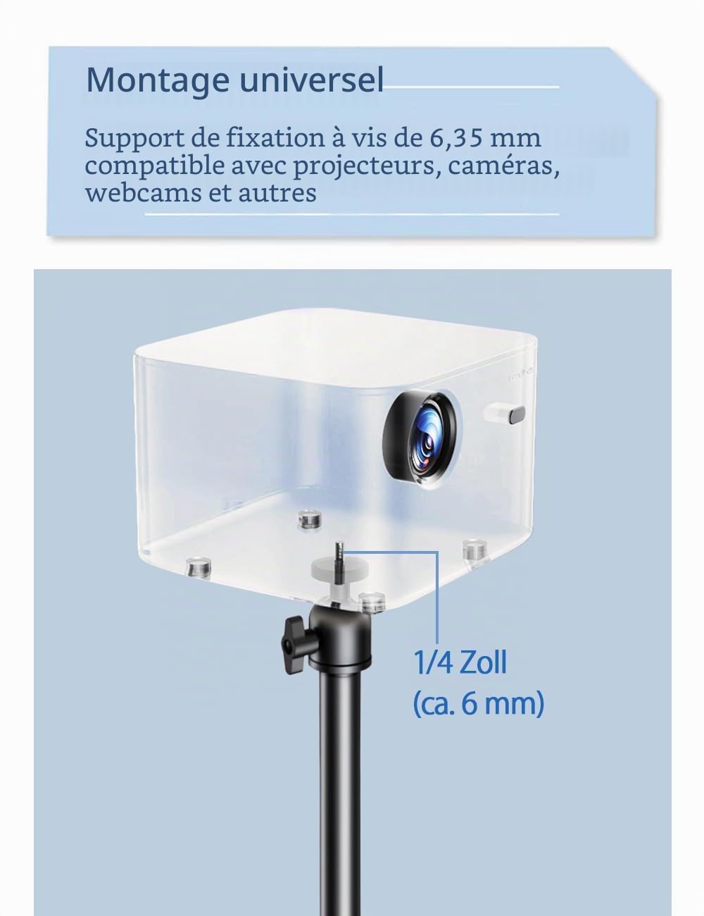 Support de projecteur orientable à 360°, hauteur réglable, compatible avec XGIMI, Nebula, VANKYO, Jinhoo, AuKing