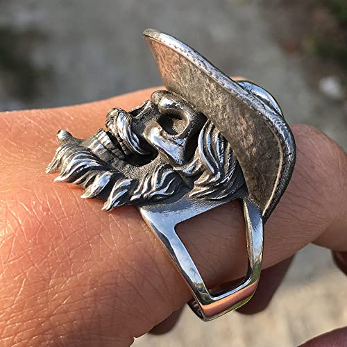 Lxury Details Smoking Beard Pirate Skull Rings for Men Death Gothic Jewelry4