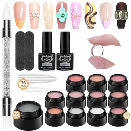 JEWHITENY 12-Color Builder Gel Set – Non-Sticky, 3D Nail Art