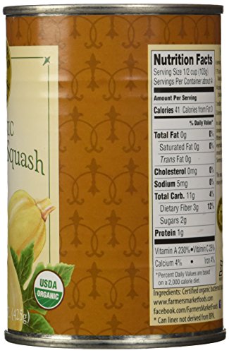 Farmer's Market Foods Canned Organic Butternut Squash Puree, 15-Ounce (Pack of 12)