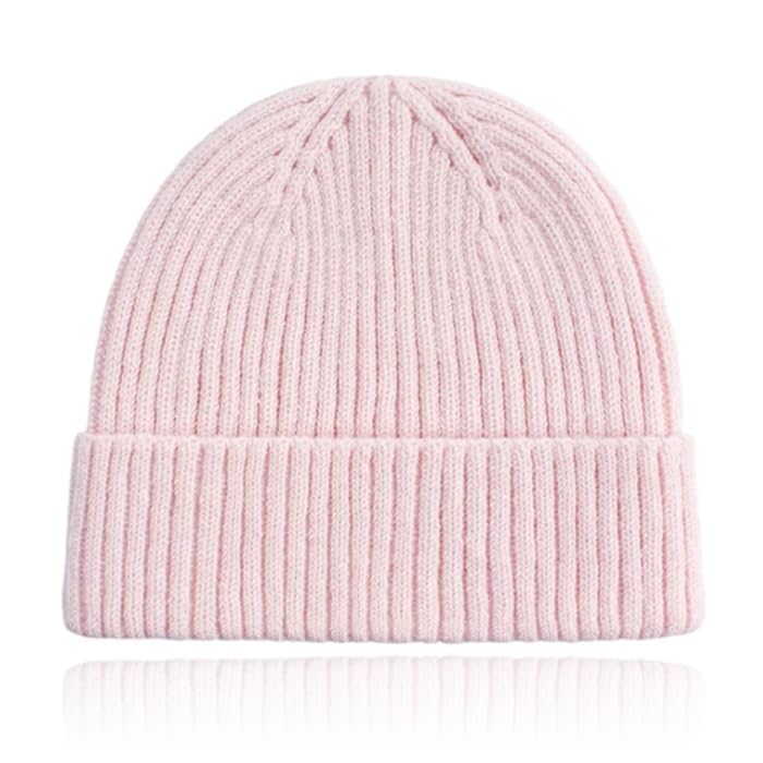 Bonnet classique pour femme rose bébé doux contre les oreilles froides
