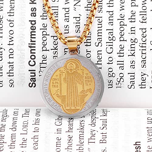 St Saint Benedict Medal Necklace, Stainless Steel Exorcism Medal Ward Off Evil Protection Jewelry Christian Gifts Catholic Gifts2