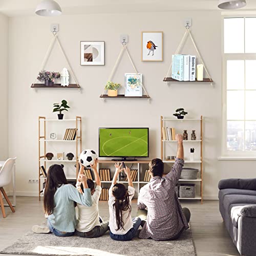 Reginary Boho Hanging Shelves Set Of 6 Wood Hanging Shelves Boho Triangle Floating Shelves Hanging Plant Shelf For Farmhouse Rustic Modern Plant Aesthetic Dorm Living Room Bedroom Wall Decor #TOP1