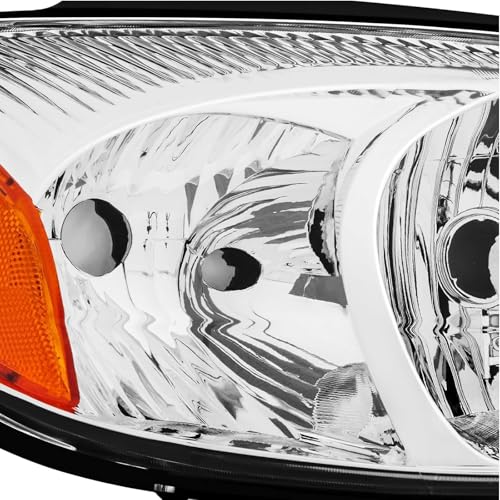 Image of Headlights Assembly Compatible With 2000 2001 2002 2003 2004 2005 2006 2007 Ford Taurus Replacement Headlamp Fit For 00-07 Taurus Head Light set Chrome Amber