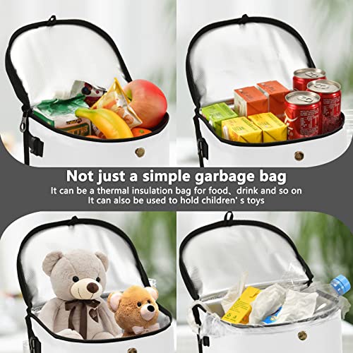Image of Wudan Small Car Trash Can White Accessories for Garbage Storage Organizer with Lid Waterproof Portable Auto and Truck Interior Seat Bin