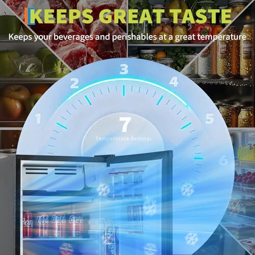 Image of 3.2 Cu.Ft. Compact Refrigerator, 7 Speed Adjustment, Energy-Efficient, Black, Single Door