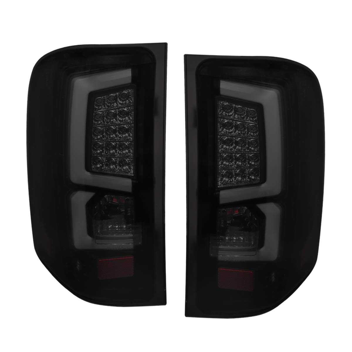 Compatible/Replacement For 2008-2013 Chevy Silverado 1500 2500 3500 White C-Streak Led Tail Lights Black Housing/Smoked Lens