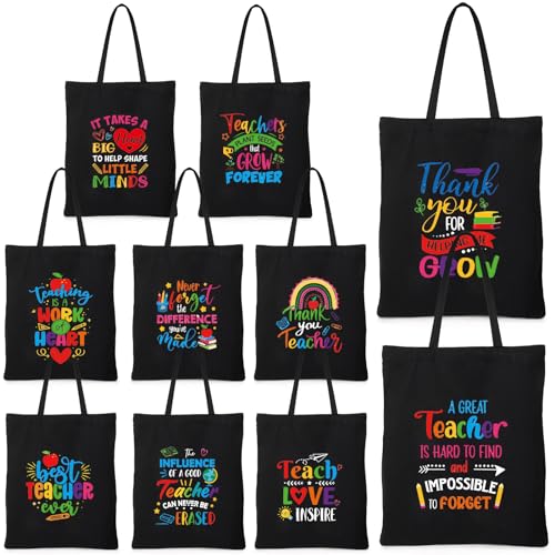 Chunful 10 Pack Teacher Tote Bags Bulk Teacher Appreciation Gifts