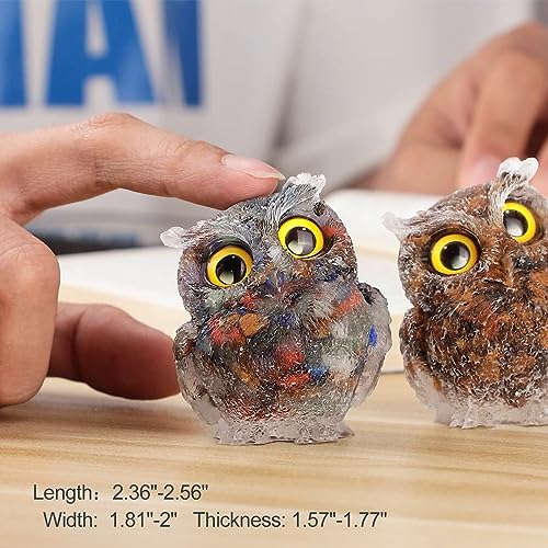 Nupuyai 2.4" 7 Chakra Stones Owl Bird Carved Crystal Animal Statue Ornament - Image 2