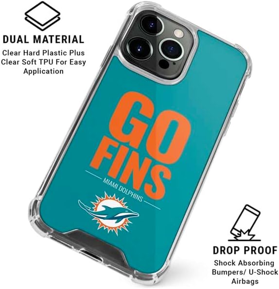 Skinit Clear Phone Case Compatible with iPhone 15 Pro - Officially Licensed NFL Miami Dolphins Team Motto Design