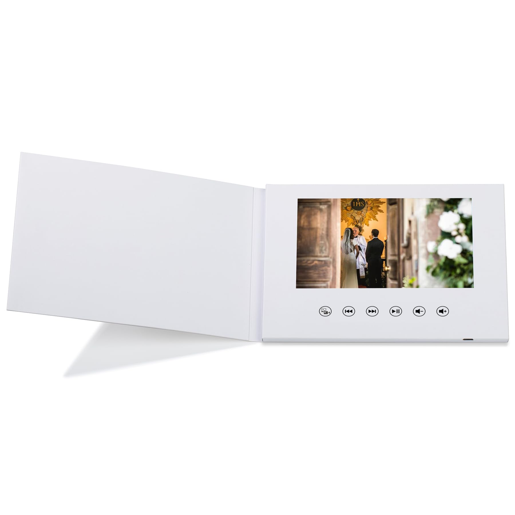 Premium 7-Inch Video Memory Book – Personalized Digital Album with 4GB Storage & Rechargeable Battery – Custom HD Greeting Card for Weddings,
