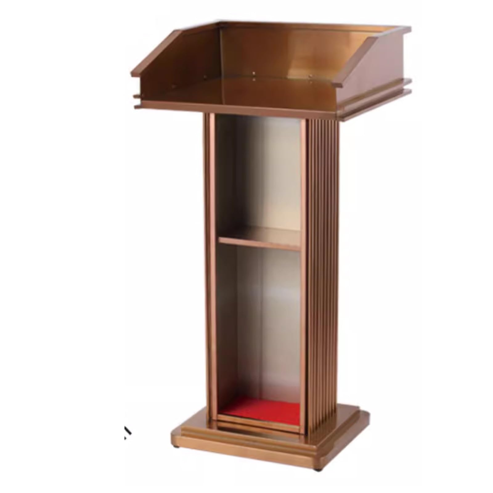 Pupitre De Conférence/église En Acier Inoxydable Doré - Avec étagère De Rangement - 59 X 47 X 112 Cm