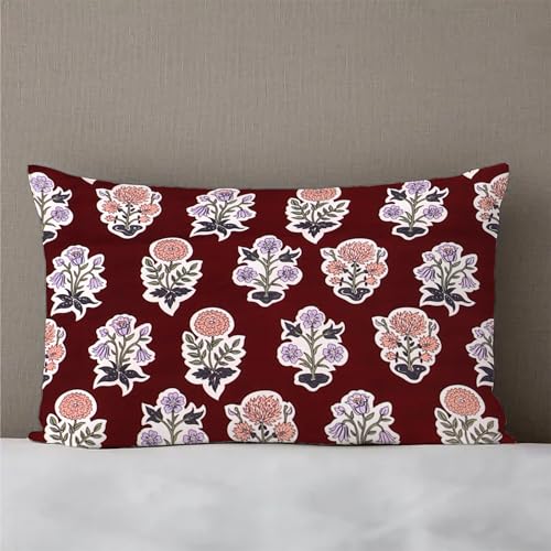Image of la'amour XXL Microfiber Soft Cotton Super King Size Bedsheet for Double Bed, King Size 108 Inches X 108 Inches, 9 Feet, 275 X 275 cm with 2 Large Size Pillow Covers Without Joint - Maroon adn White