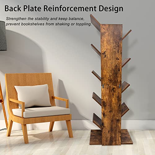 Prijesse 9 Shelf Tree Bookshelf, Retro Wood Bookcase, Free-Standing Storage Shelves Books Holder Organizer For Living Room, Bedroom, Kid's Room, Home Office #TOP5