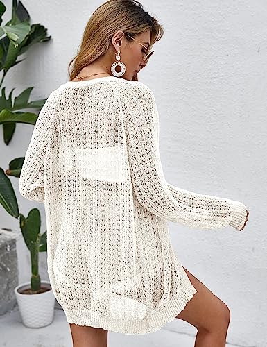 Image of Women Crochet Lightweight Cardigan Cover Up Open Front Long Sleeve Summer Cardigans