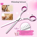 Pawaboo Hundepflege Schere Set, 5 Stück Professionelle Hundesalon Schere Kämmen Fellschere mit Runder Sicherheitspitze für Haustiere Hunde Katze Effilierschere Haarpflege Fellpflege Schneiden - Rosa