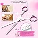 Pawaboo Hundepflege Schere Set, 5 Stück Professionelle Hundesalon Schere Kämmen Fellschere mit Runder Sicherheitspitze für Haustiere Hunde Katze Effilierschere Haarpflege Fellpflege Schneiden - Rosa