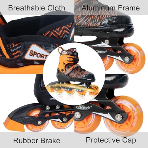 Image of Nattork Adjustable Inline Skates for Tollder Boys with Light up Wheels - Orange Little Kids Blade Roller Skating for Beginners Size 10C 11C 12C Ages 3 4 5 6