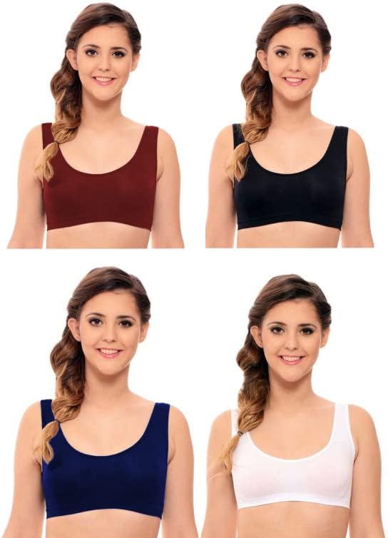 Design by AASHU Creation LIECRY Art Girls/Women's Cotton Stretchable Non-Padded and Wire Free AirBra Sports Bra (Multicolor) Design No Sports Bra ComboAB55 Any Random Color Will BE Send-picture-33