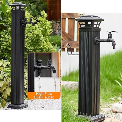 Frost-Free Solar Light Water Column - Freestanding Outdoor Faucet & Hose Stand, Floor-Mounted Spigot for Gardens - Durable, Stylish Watering Solution
