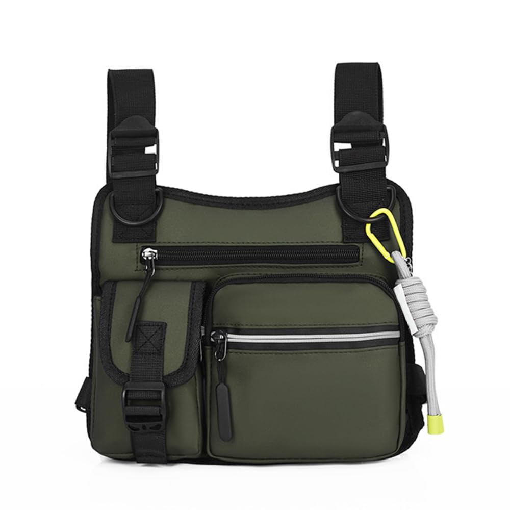 Tactical Chest Rig Pack, Multi-compartment, Adjustable Shoulder Strap, for Cycling, Biking, Jogging, Work