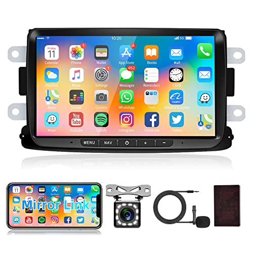 Android 11 Autoradio 2 Din avec Navi GPS Canbus pour Renault Dacia Logon Sandero Lodgy Muelles Captur Lada Xray Símbolo 7 Pouces Autoradio avec Lien Miroir Bluetooth FM/RDS WiFi Dab+ Caméra de Recul Cover